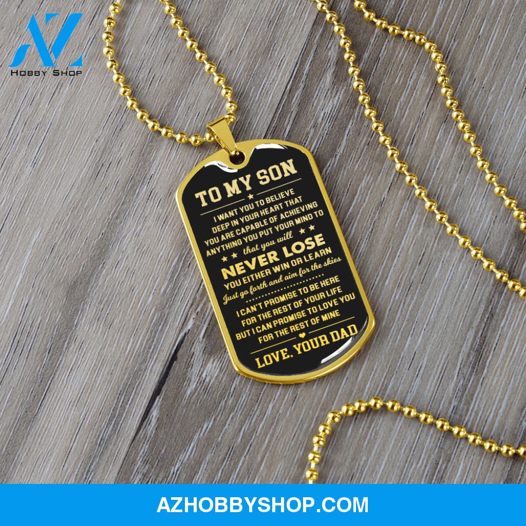 To My Son | Never Lose | Dog Tag Necklace | Gift for Son from Dad