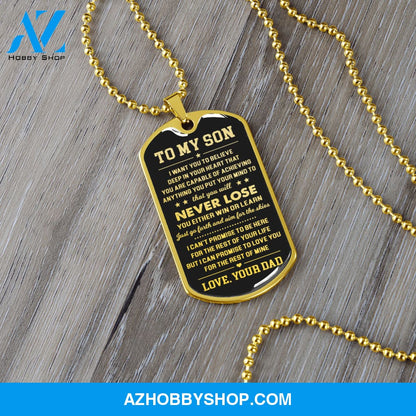 To My Son | Never Lose | Dog Tag Necklace | Gift for Son from Dad