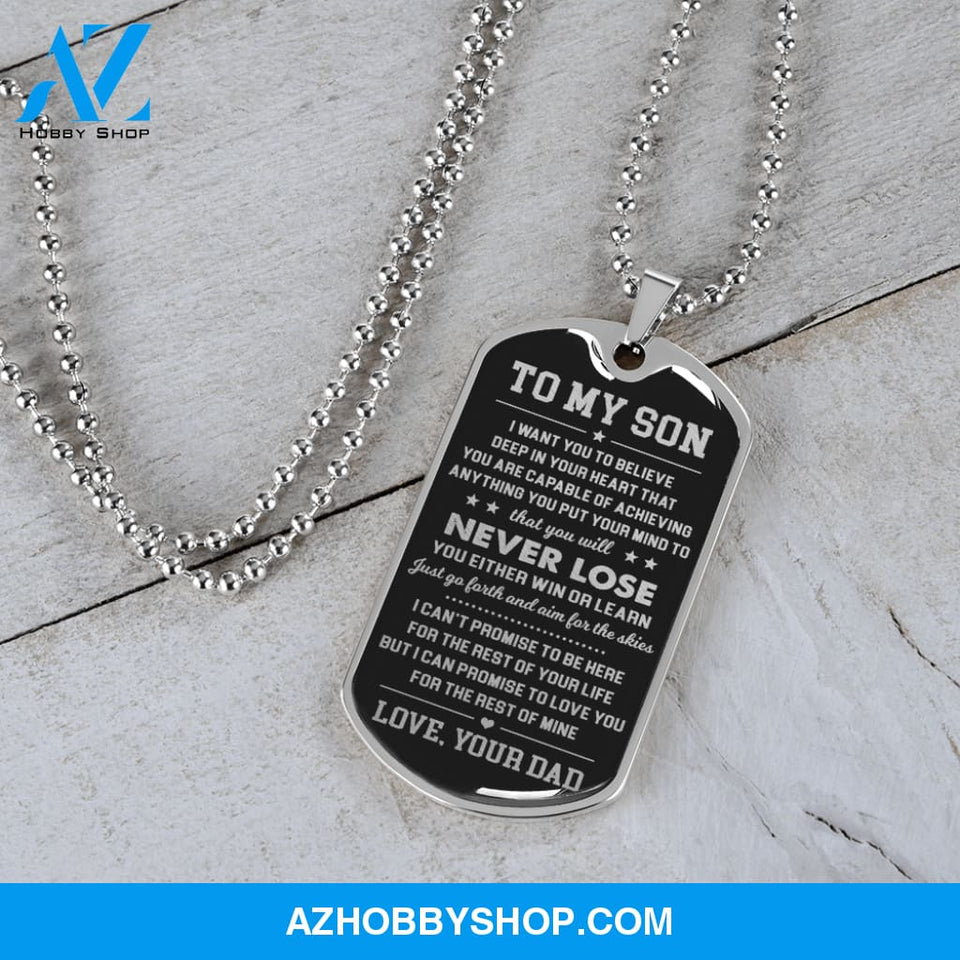 To My Son | Never Lose | Dog Tag Necklace | Gift for Son from Dad