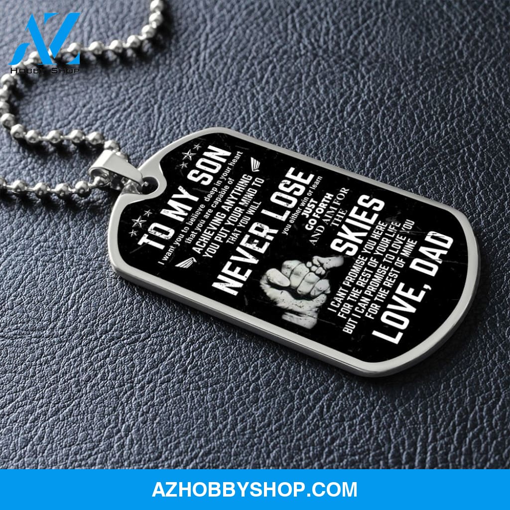 To My Son - Never Lose - Graphical Dog Tag & Ball chain (steel)