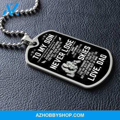 To My Son - Never Lose - Graphical Dog Tag & Ball chain (steel)