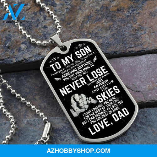 To My Son - Never Lose - Graphical Dog Tag & Ball chain (steel)