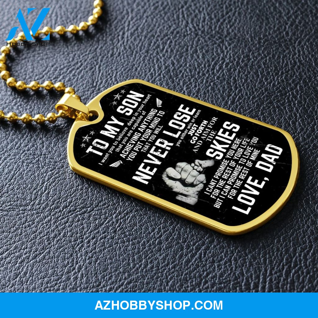 To My Son - Never Lose - Graphical Dog Tag & Ball chain (steel)