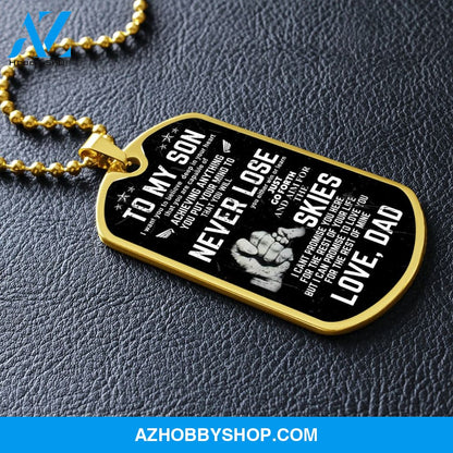 To My Son - Never Lose - Graphical Dog Tag & Ball chain (steel)