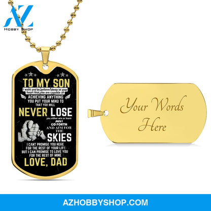 To My Son - Never Lose - Graphical Dog Tag & Ball chain (steel)