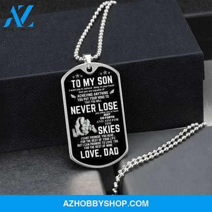 To My Son - Never Lose - Graphical Dog Tag & Ball chain (steel)