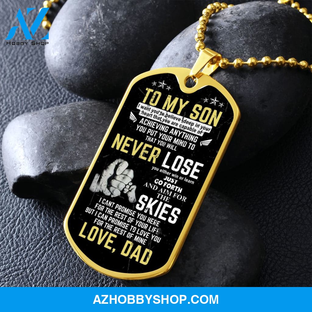 To My Son - Never Lose - Graphical Dog Tag & Ball chain (steel)