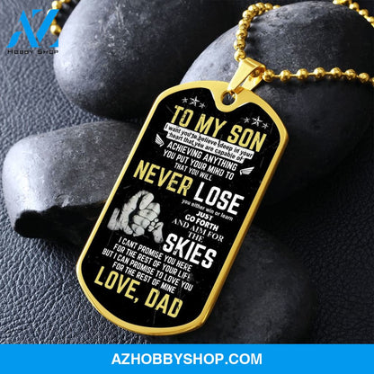 To My Son - Never Lose - Graphical Dog Tag & Ball chain (steel)