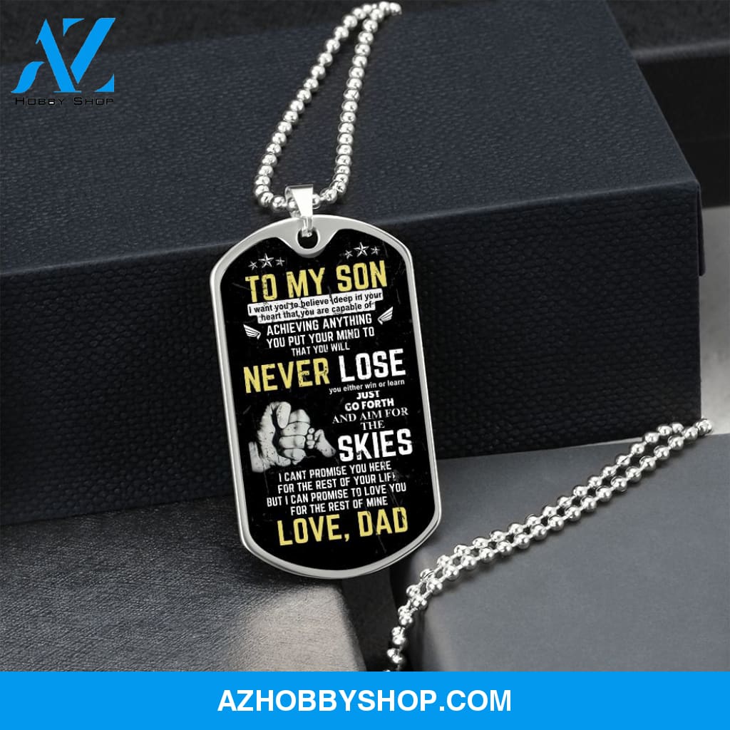 To My Son - Never Lose - Graphical Dog Tag & Ball chain (steel)