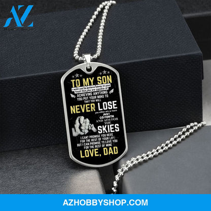 To My Son - Never Lose - Graphical Dog Tag & Ball chain (steel)