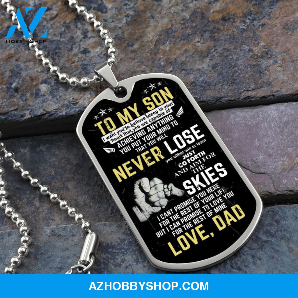 To My Son - Never Lose - Graphical Dog Tag & Ball chain (steel)