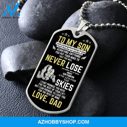 To My Son - Never Lose - Graphical Dog Tag & Ball chain (steel)