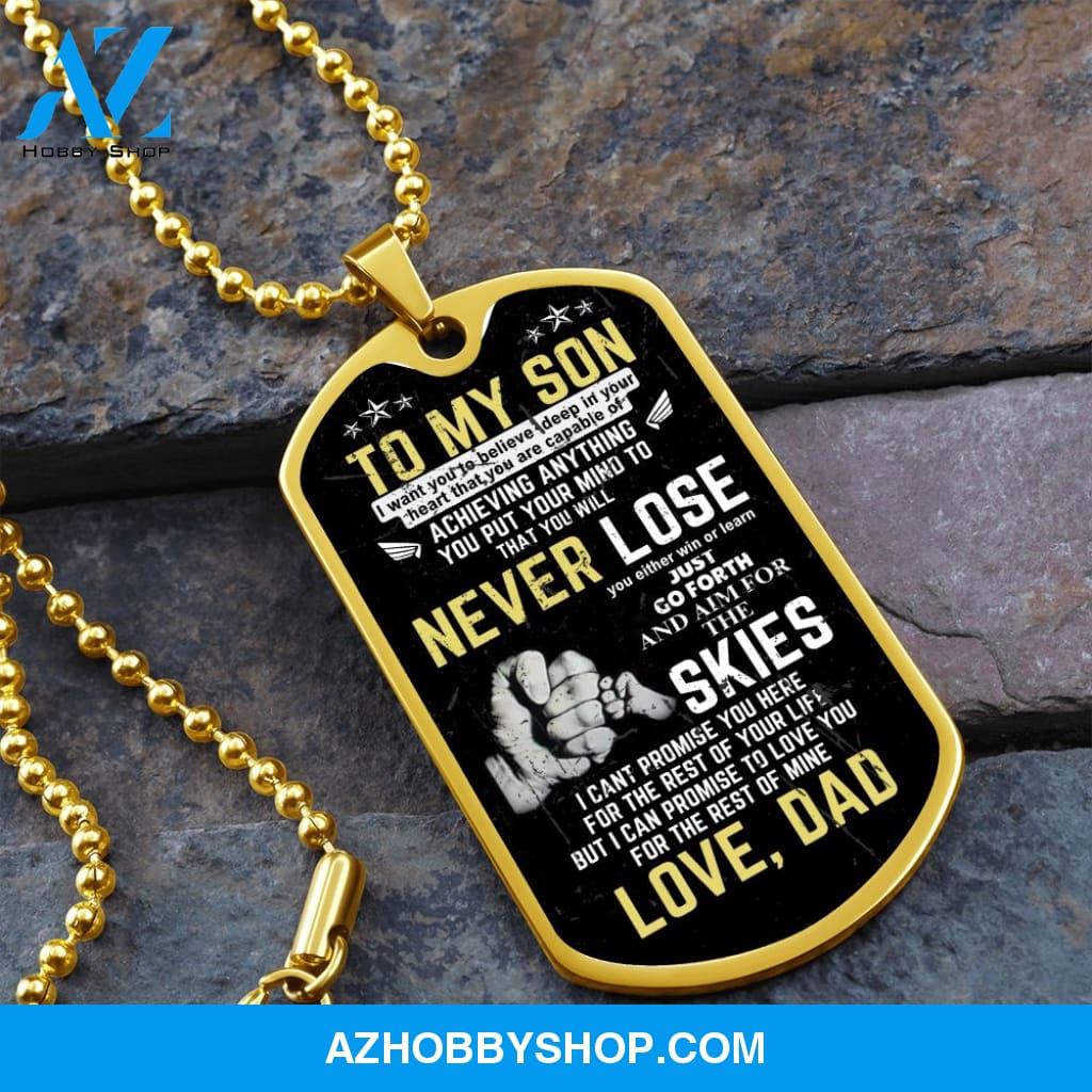 To My Son - Never Lose - Graphical Dog Tag & Ball chain (steel)