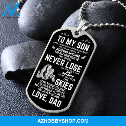 To My Son - Never Lose - Graphical Dog Tag & Ball chain (steel)
