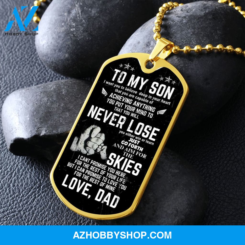 To My Son - Never Lose - Graphical Dog Tag & Ball chain (steel)