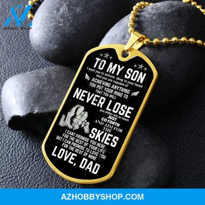 To My Son - Never Lose - Graphical Dog Tag & Ball chain (steel)