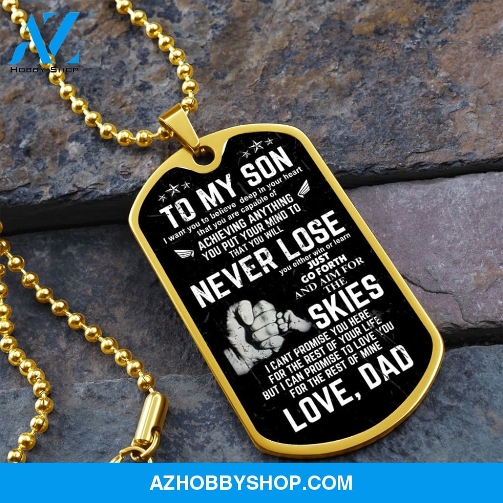 To My Son - Never Lose - Graphical Dog Tag & Ball chain (steel)