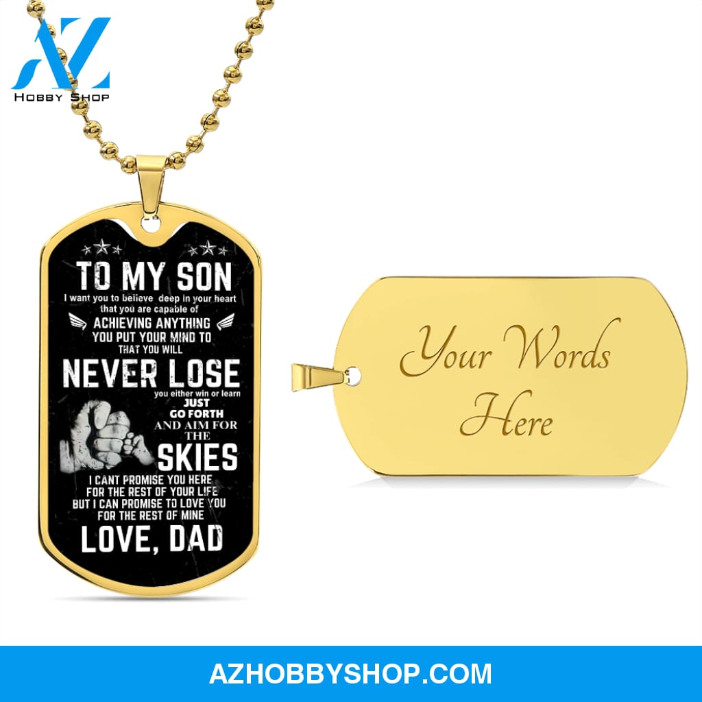 To My Son - Never Lose - Graphical Dog Tag & Ball chain (steel)