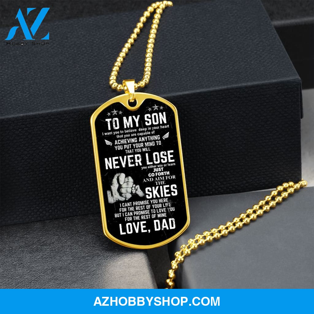 To My Son - Never Lose - Graphical Dog Tag & Ball chain (steel)