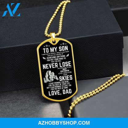 To My Son - Never Lose - Graphical Dog Tag & Ball chain (steel)