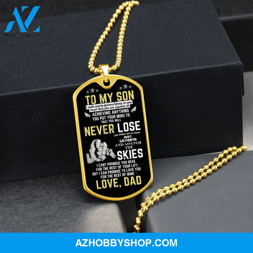 To My Son - Never Lose - Graphical Dog Tag & Ball chain (steel)