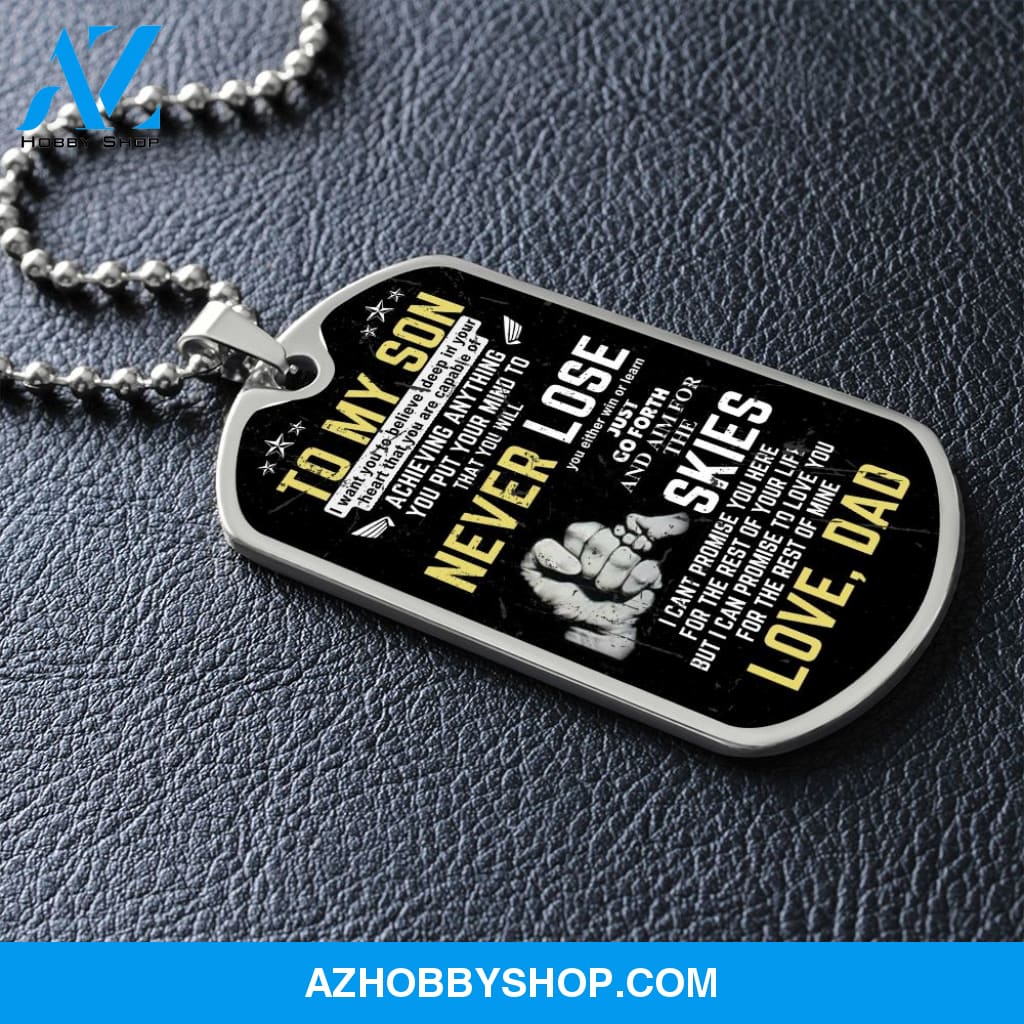 To My Son - Never Lose - Graphical Dog Tag & Ball chain (steel)