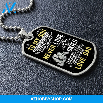 To My Son - Never Lose - Graphical Dog Tag & Ball chain (steel)
