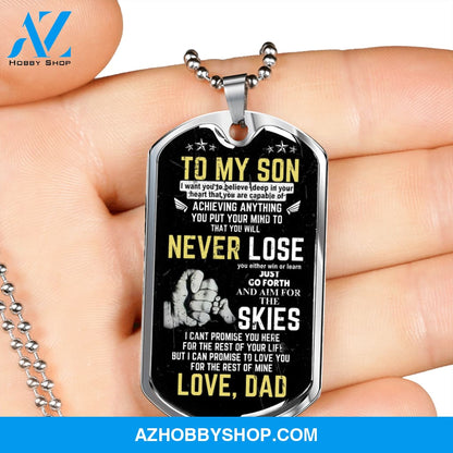 To My Son - Never Lose - Graphical Dog Tag & Ball chain (steel)