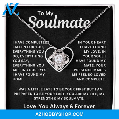 To My Soulmate I Have Completely Fallen For You Love Knot Necklace