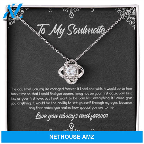 To My Soulmate, The Day I Met You, Love Knot Necklace For Girlfriend, Anniversary Birthday Valentines Day Gifts From Boyfriend