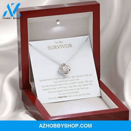 To My SURVIVOR White Gold Lovely Knot Necklace
