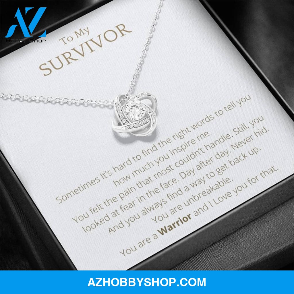 To My SURVIVOR White Gold Lovely Knot Necklace