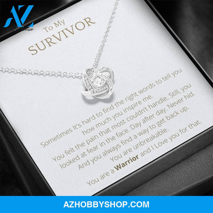To My SURVIVOR White Gold Lovely Knot Necklace