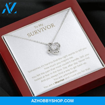 To My SURVIVOR White Gold Lovely Knot Necklace