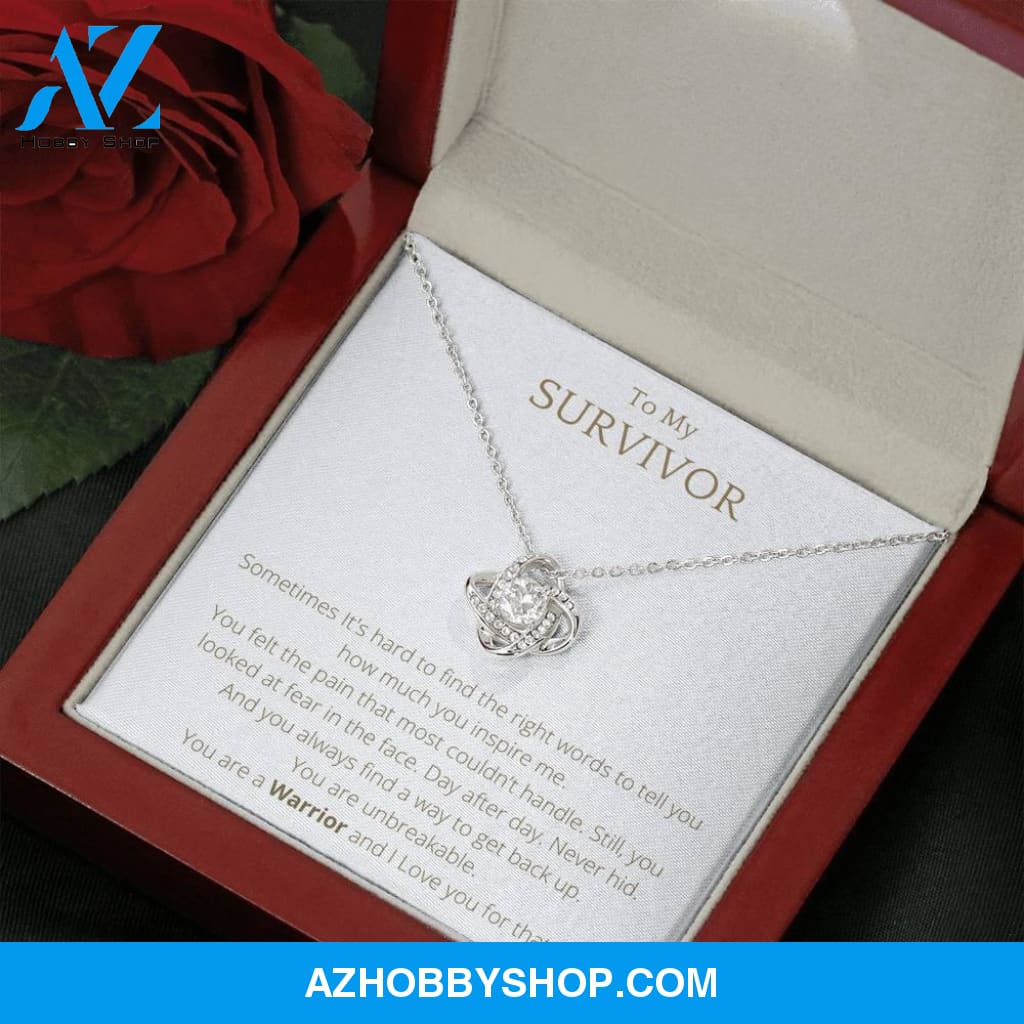 To My SURVIVOR White Gold Lovely Knot Necklace