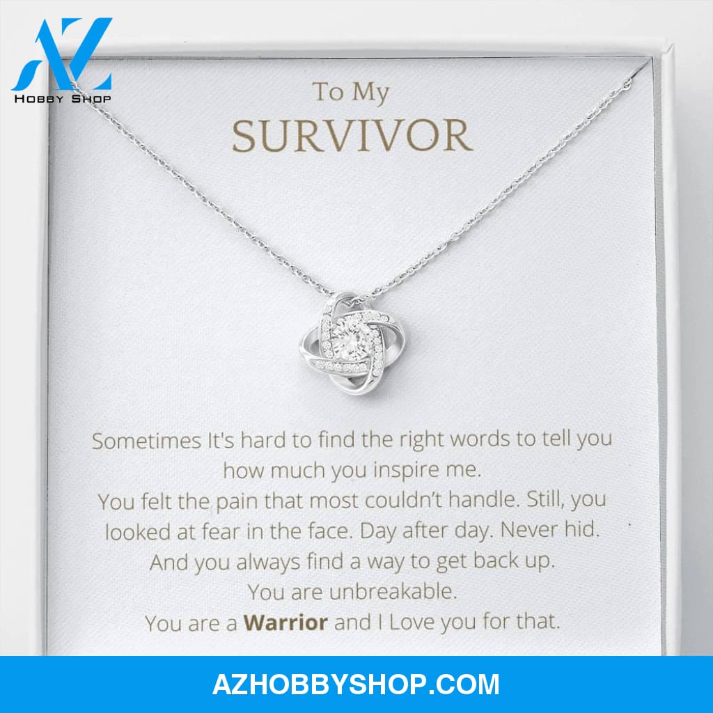 To My SURVIVOR White Gold Lovely Knot Necklace