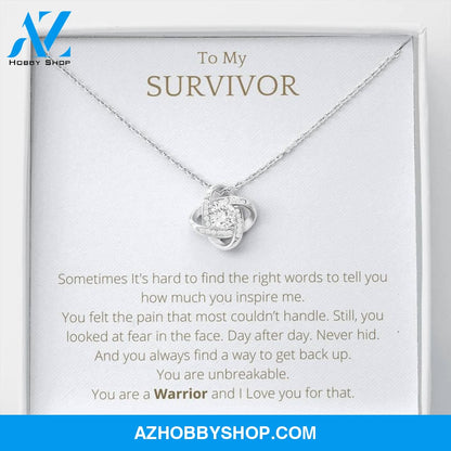 To My SURVIVOR White Gold Lovely Knot Necklace