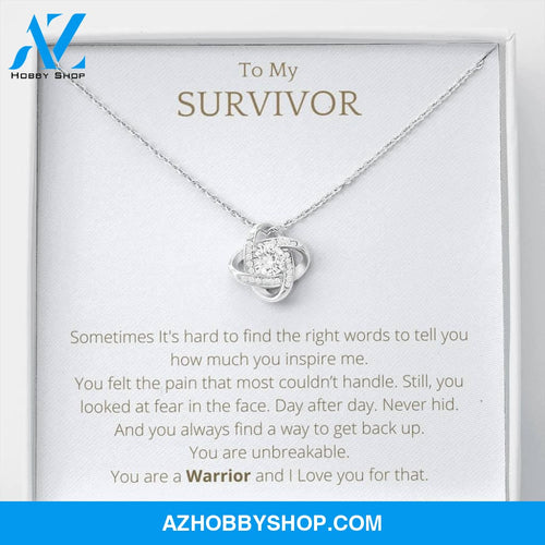 To My SURVIVOR White Gold Lovely Knot Necklace