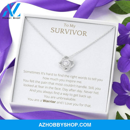 To My SURVIVOR White Gold Lovely Knot Necklace