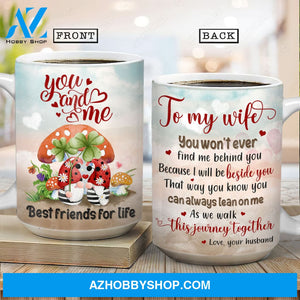 To my wife, Cute Gnome couple, You can always lean on me - Couple AOP Mug