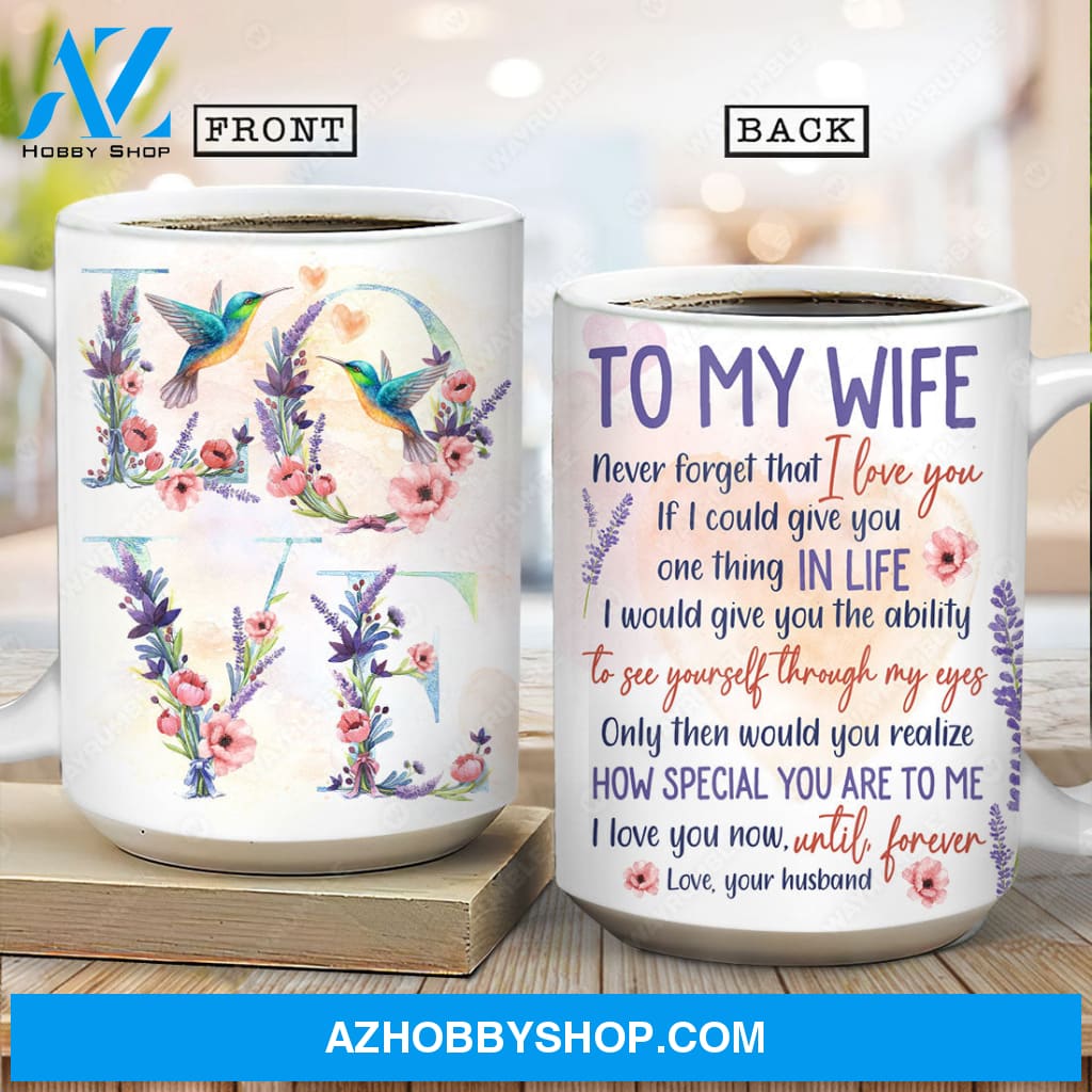 To my wife, Lavender painting, Vintage painting, I love you until forever - Couple AOP Mug