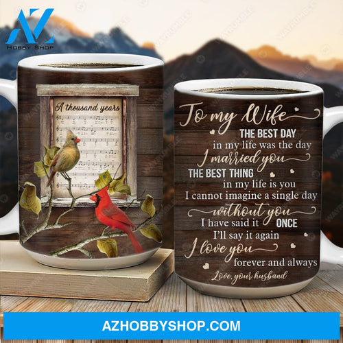 To my wife, Music sheet, Cardinal couple, I love you forever and always - Couple AOP Mug