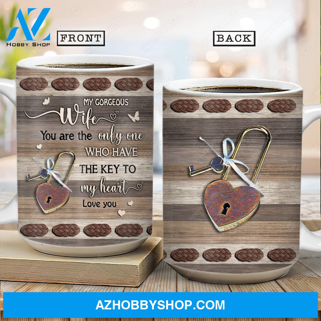 To my wife, The lock, You are the only one who have the key to my heart - Couple AOP Mug