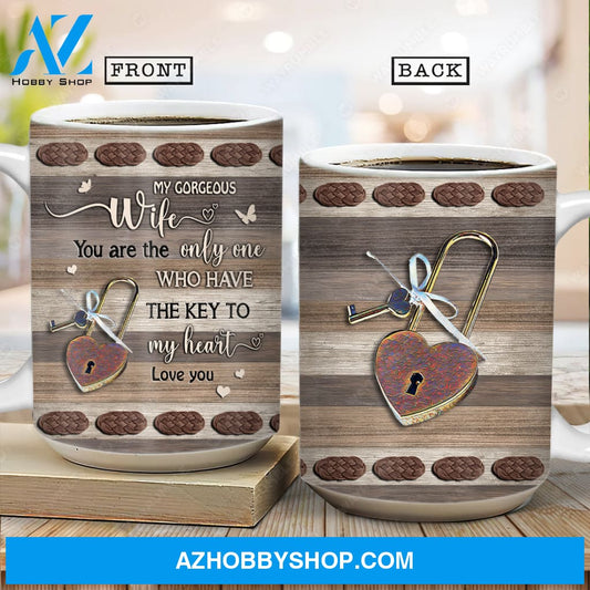 To my wife, The lock, You are the only one who have the key to my heart - Couple AOP Mug