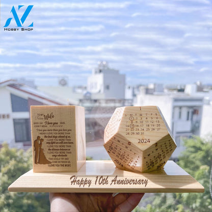 To My Wife Wooden Pen Holder & Desk Calendar - Home And Office Decoration