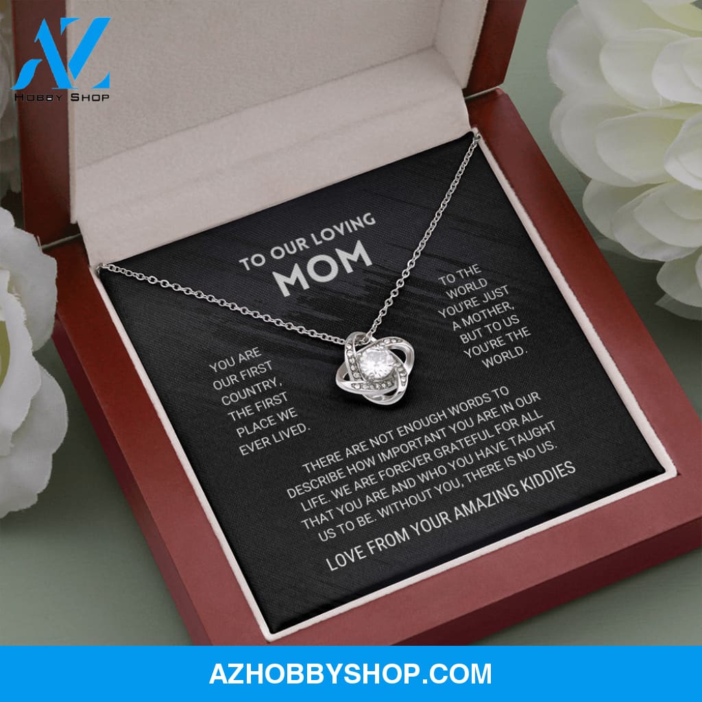 To Our Mom - You're The World Love Knot Silver Necklace