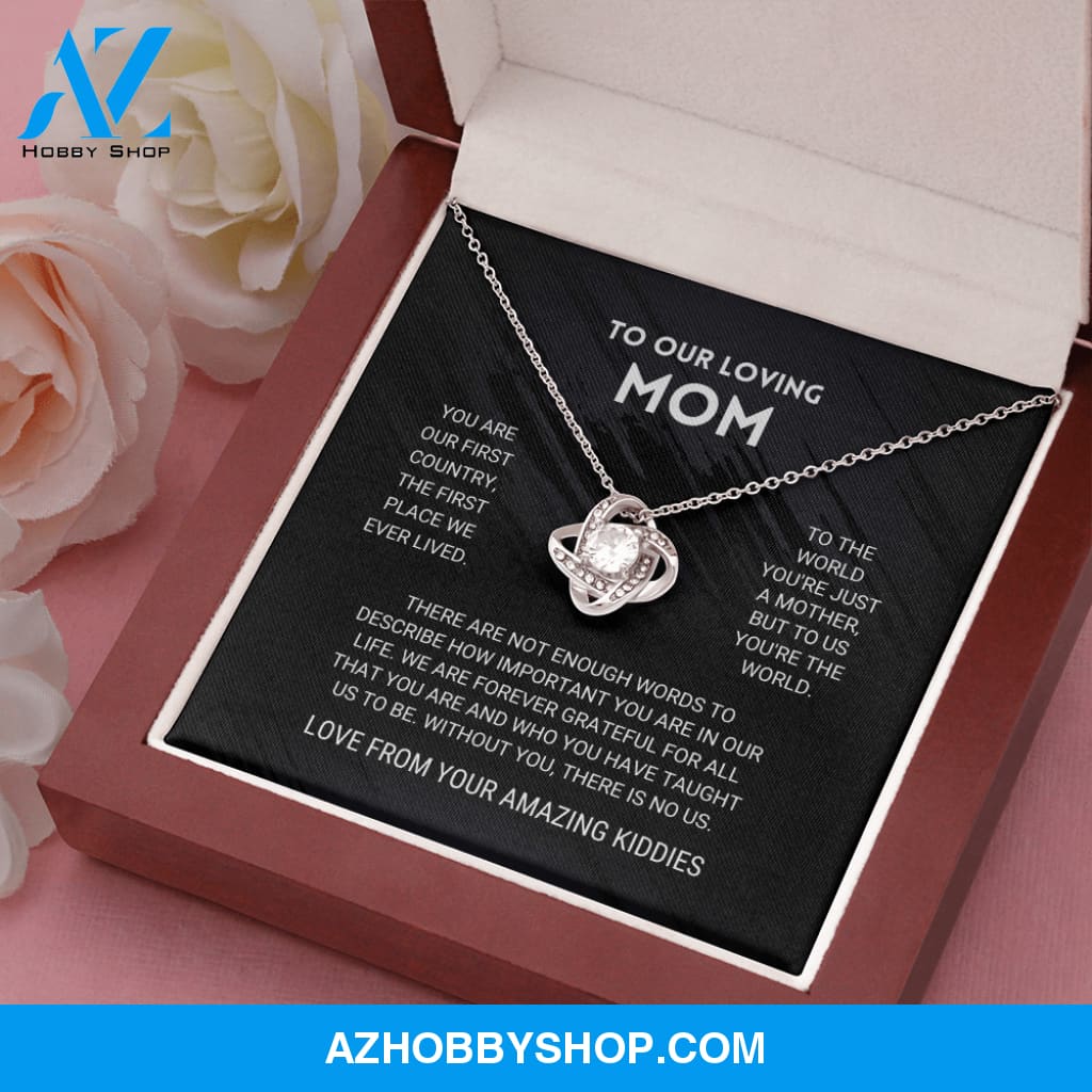 To Our Mom - You're The World Love Knot Silver Necklace