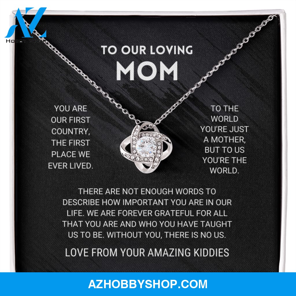 To Our Mom - You're The World Love Knot Silver Necklace
