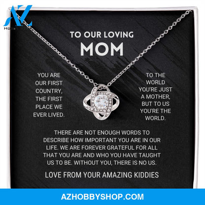 To Our Mom - You're The World Love Knot Silver Necklace