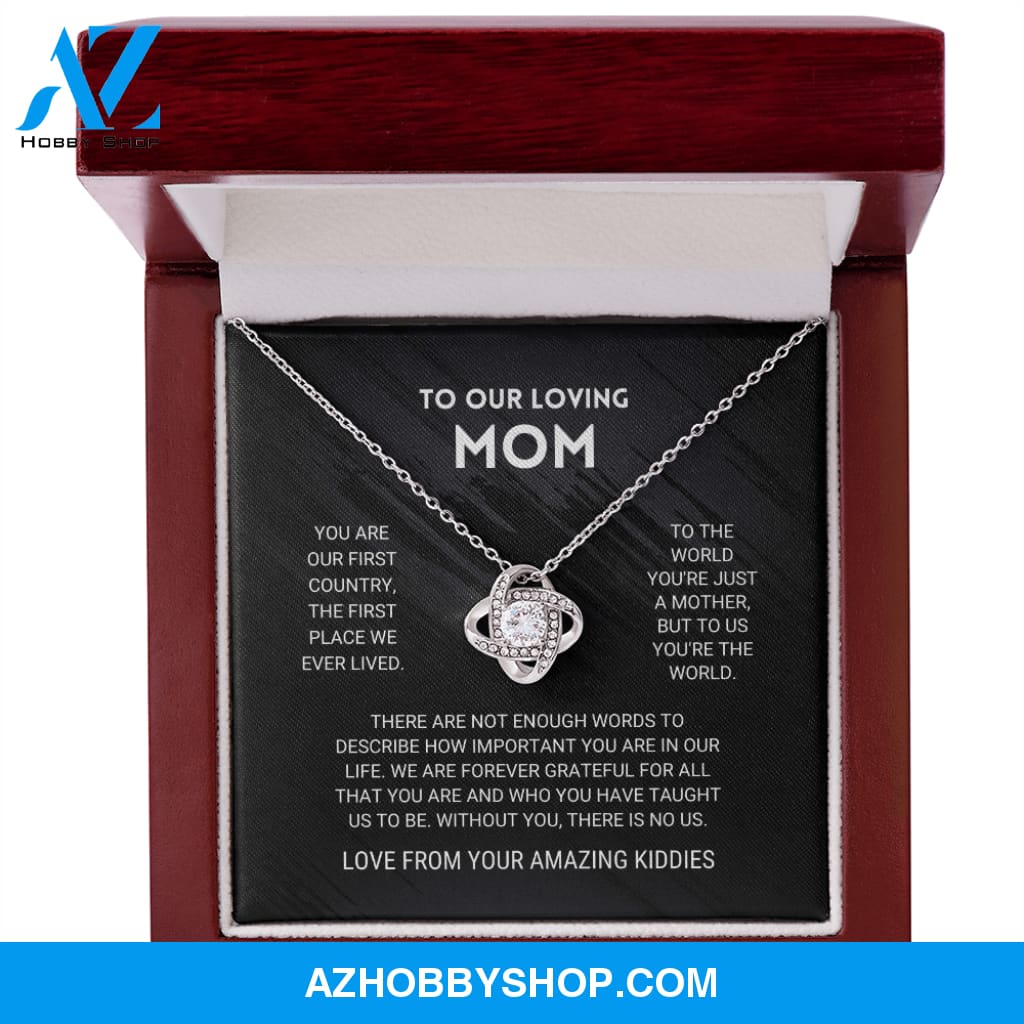 To Our Mom - You're The World Love Knot Silver Necklace